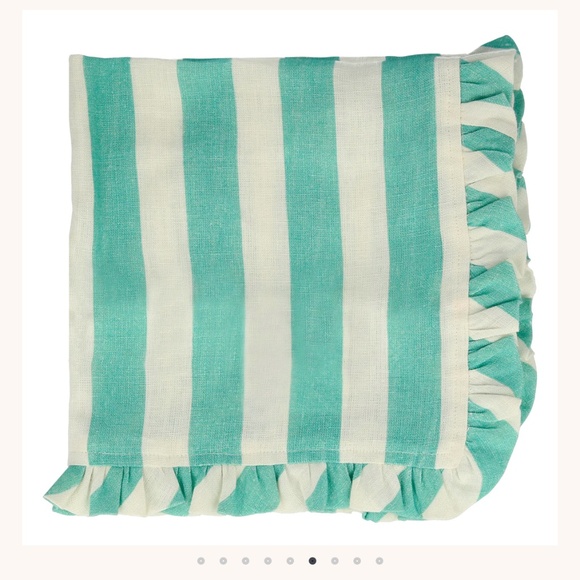 MERI MERI STRIPE RUFFLE FABRIC NAPKINS SET OF 4 - LINEN 18"x18" - Picture 9 of 10